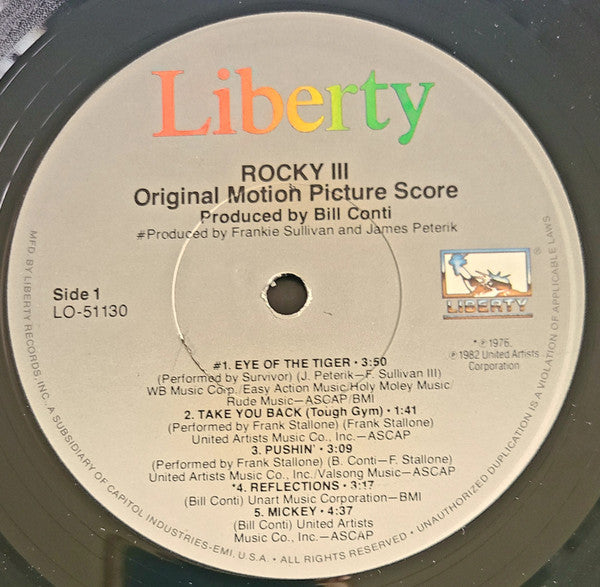 Bill Conti : Rocky III - Original Motion Picture Score (LP, Album, Los)