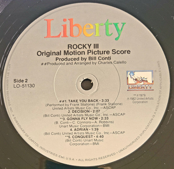 Bill Conti : Rocky III - Original Motion Picture Score (LP, Album, Los)