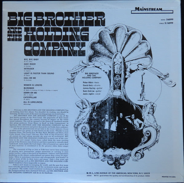 Big Brother & The Holding Company : Big Brother & The Holding Company (LP, Album, Abb)