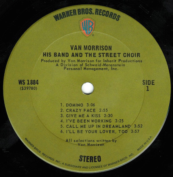 Van Morrison : His Band And The Street Choir (LP, Album, Pit)