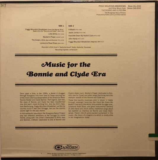 The Bluegrass Banjo Pickers : Foggy Mountain Breakdown And Other Music From The Bonnie And Clyde Era (LP, Album)