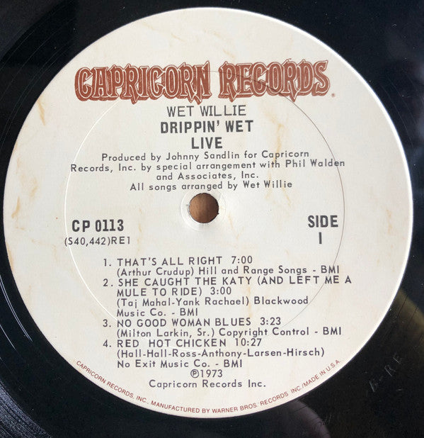 Wet Willie : Drippin' Wet Live (LP, Album)