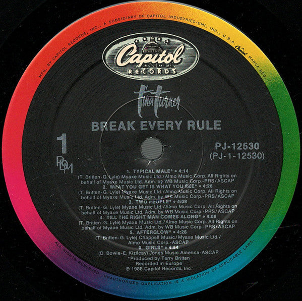 Tina Turner : Break Every Rule (LP, Album, Spe)