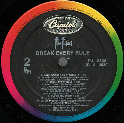 Tina Turner : Break Every Rule (LP, Album, Spe)
