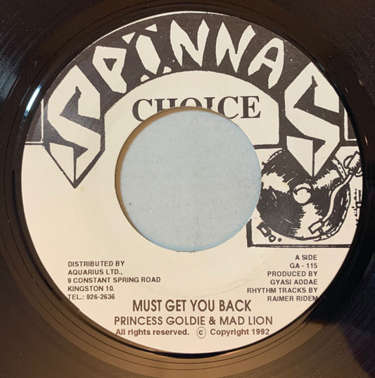 Princess Goldie & Mad Lion : Must Get You Back (7", Single)