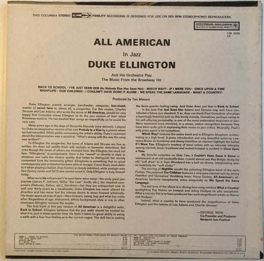 Duke Ellington And His Orchestra : All American In Jazz (LP, Album, RE, Ter)