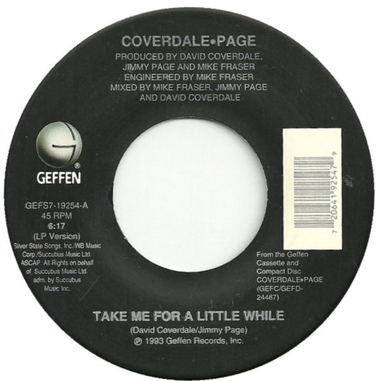 Coverdale•Page* : Take Me For A Little While / Easy Does It (7", Single)