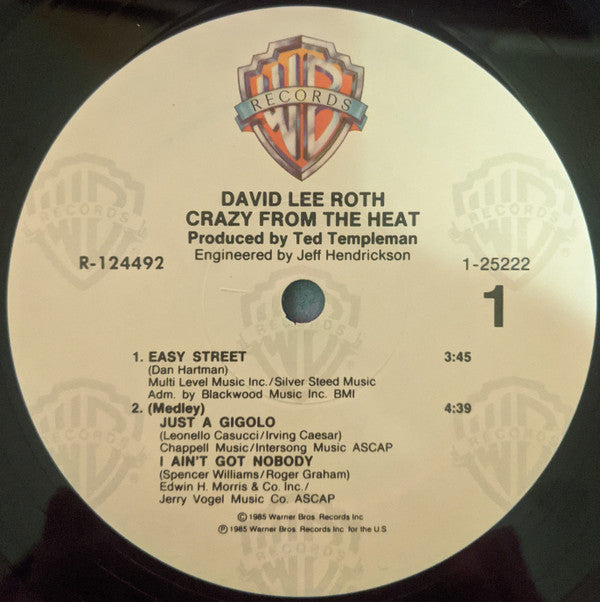 David Lee Roth : Crazy From The Heat (12", EP, Club)