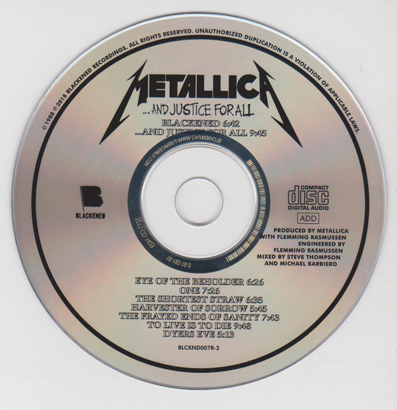 Metallica : ...And Justice For All (CD, Album, RE, RM)