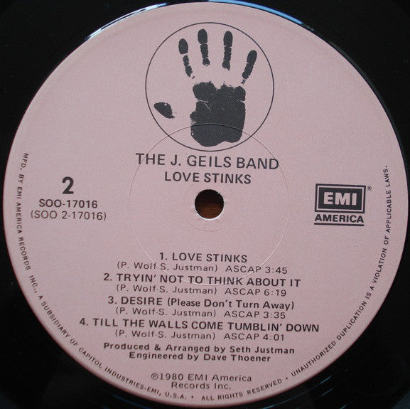 The J. Geils Band : Love Stinks (LP, Album, All)