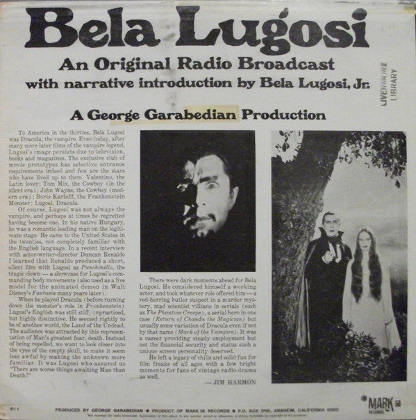 Bela Lugosi : Suspense (An Original Radio Broadcast) (LP, Mono)