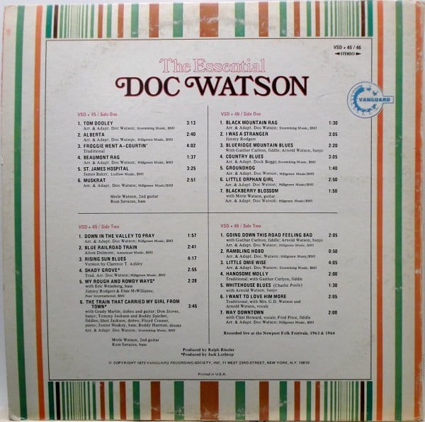 Doc Watson : The Essential Doc Watson (2xLP, Comp, RE)