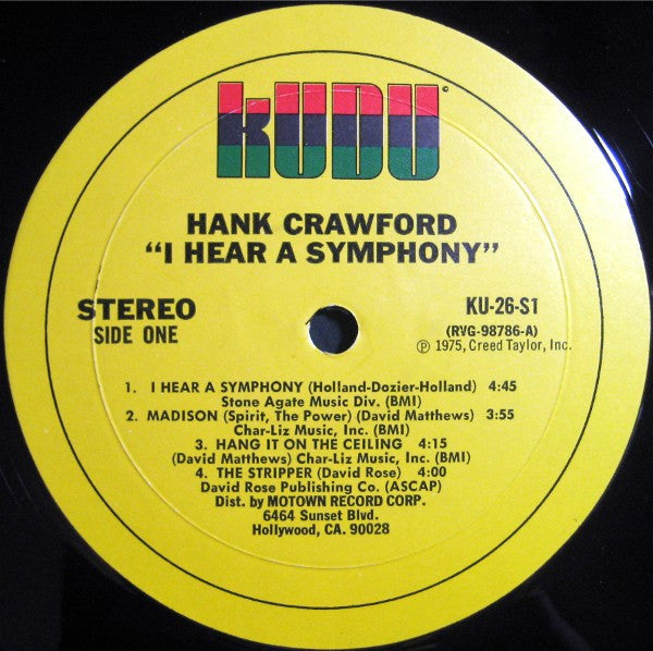 Hank Crawford : I Hear A Symphony (LP, Album, Mon)