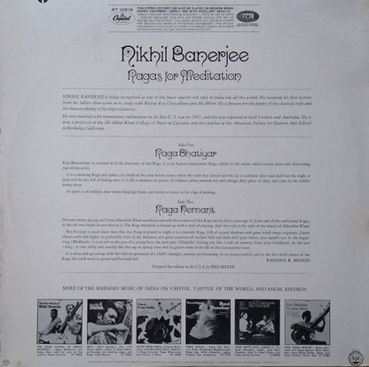 Nikhil Banerjee : Ragas For Meditation (LP)