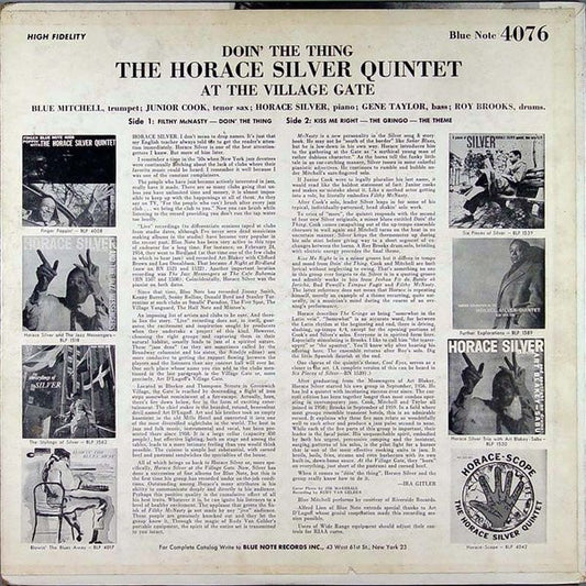 The Horace Silver Quintet : Doin' The Thing - At The Village Gate (LP, Album, Mono)