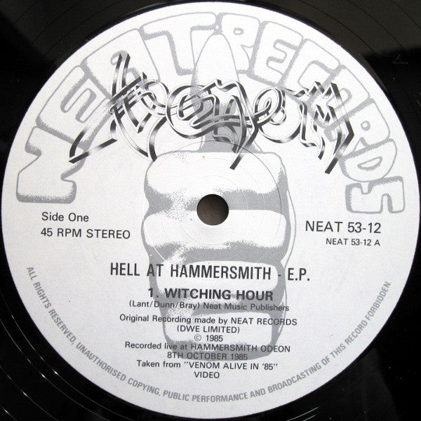 Venom (8) : Hell At Hammersmith EP (12", EP, Ltd)