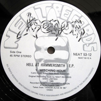 Venom (8) : Hell At Hammersmith EP (12", EP, Ltd)