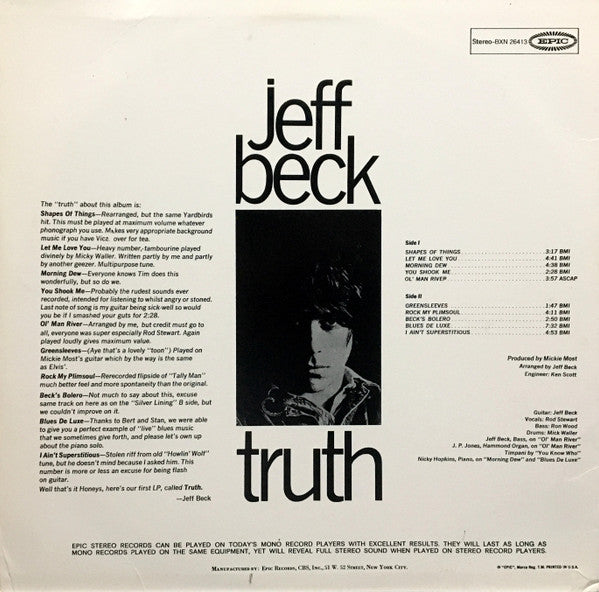 Jeff Beck : Truth (LP, Album, RE, Pit)
