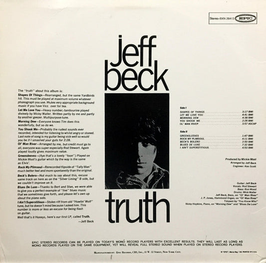 Jeff Beck : Truth (LP, Album, RE, Pit)