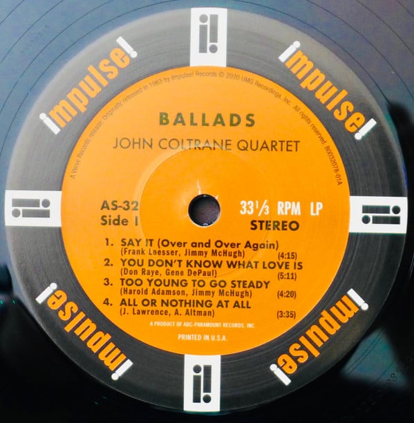 John Coltrane Quartet* : Ballads (LP, Album, RE, RM, 180)