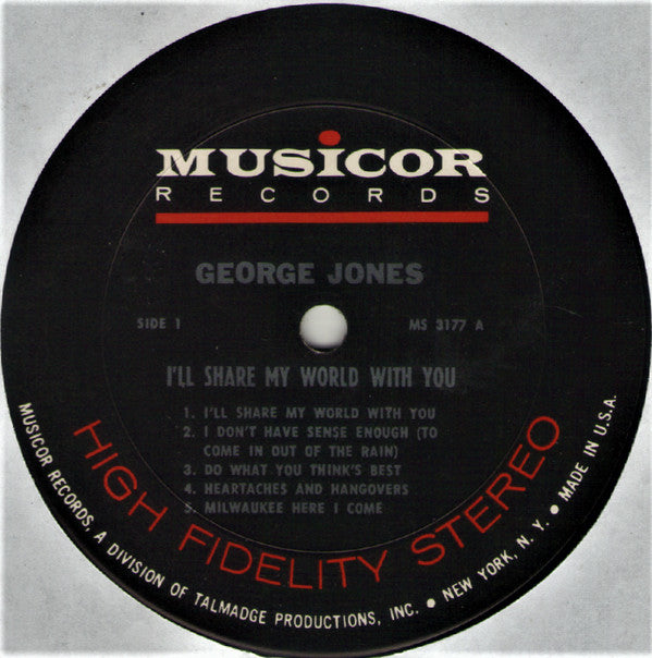 George Jones (2) : I'll Share My World With You (LP, Album, Pit)