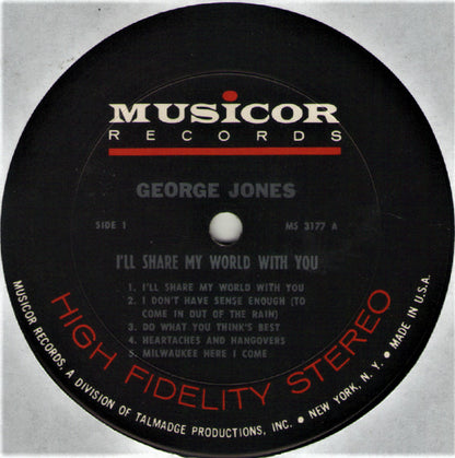 George Jones (2) : I'll Share My World With You (LP, Album, Pit)