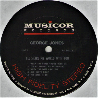 George Jones (2) : I'll Share My World With You (LP, Album, Pit)