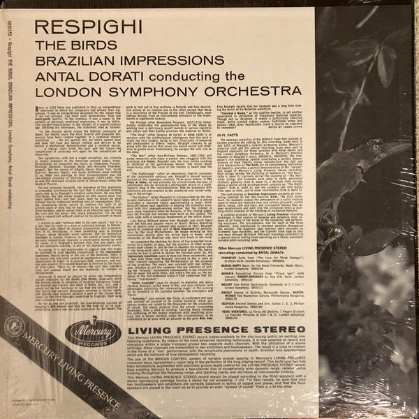 Respighi*, London Symphony Orchestra, Antal Dorati : The Birds / Brazilian Impressions (LP)