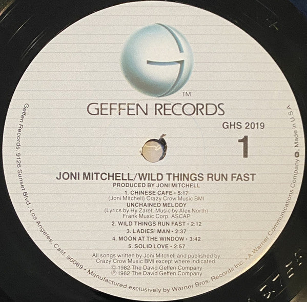 Joni Mitchell : Wild Things Run Fast (LP, Album, All)