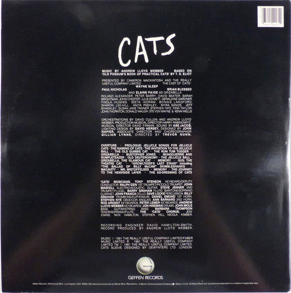 Andrew Lloyd Webber : Cats: Original London Cast Recording (2xLP, Album, Win)