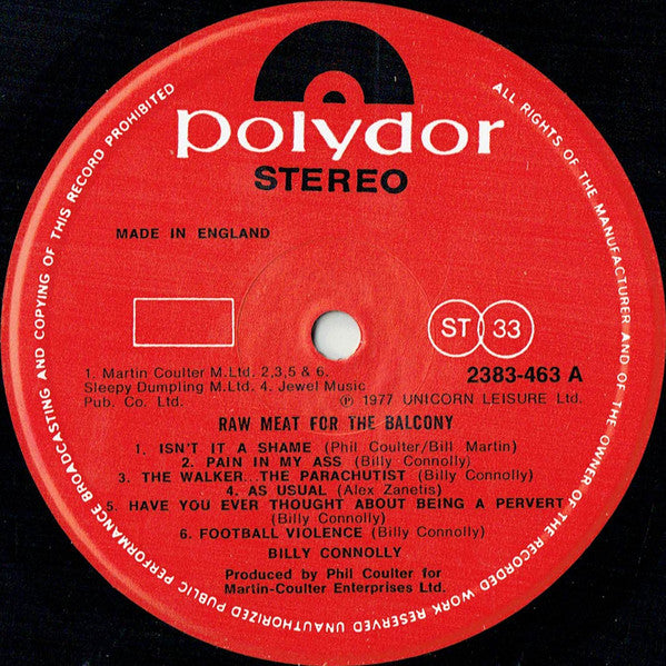 Billy Connolly : Raw Meat For The Balcony (LP, Album)