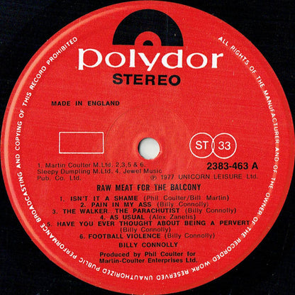Billy Connolly : Raw Meat For The Balcony (LP, Album)