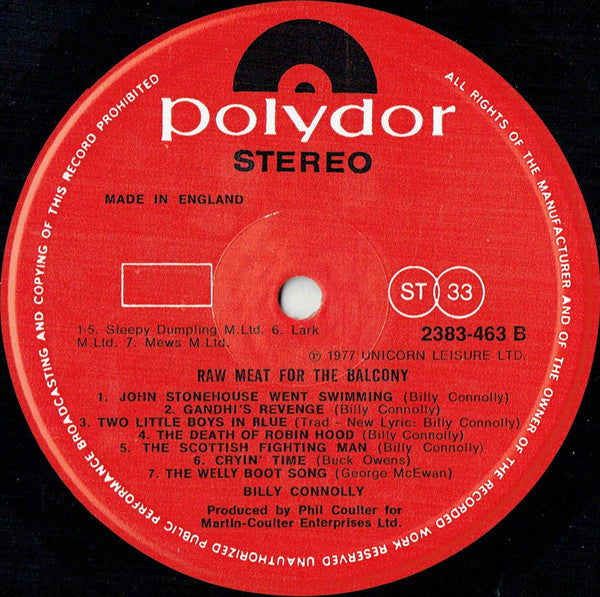 Billy Connolly : Raw Meat For The Balcony (LP, Album)