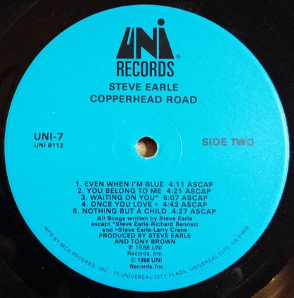 Steve Earle : Copperhead Road (LP, Album, RP, Bar)