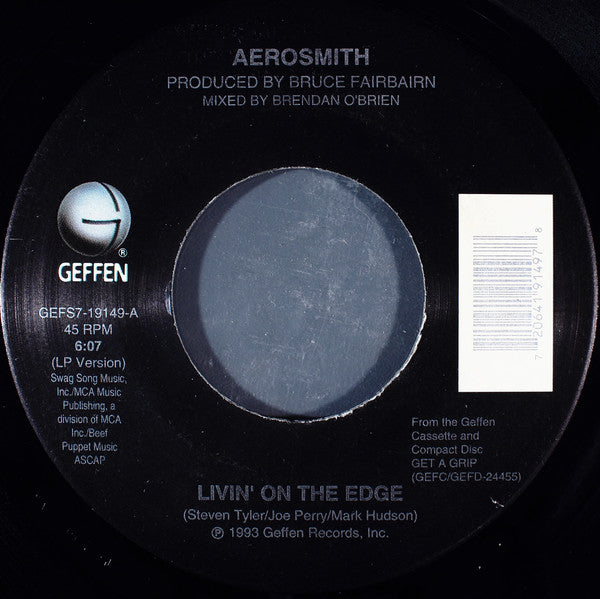 Aerosmith : Livin' On The Edge / Don't Stop (7", Glo)