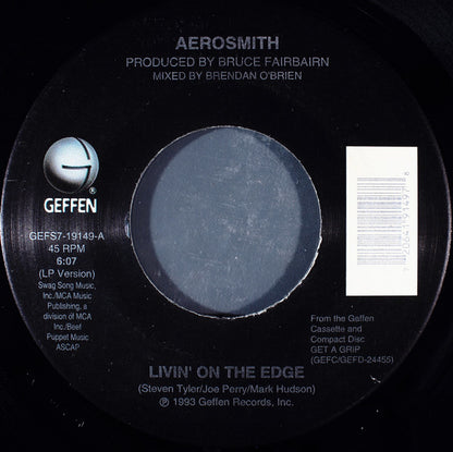 Aerosmith : Livin' On The Edge / Don't Stop (7", Glo)