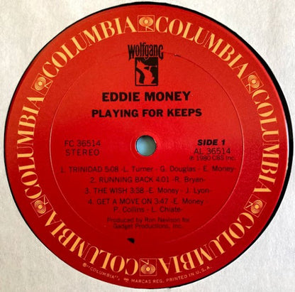 Eddie Money : Playing For Keeps (LP, Album, Pit)