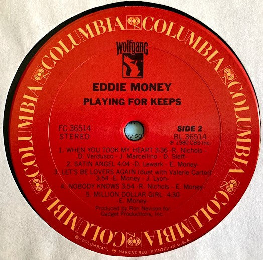 Eddie Money : Playing For Keeps (LP, Album, Pit)