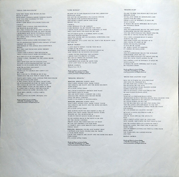 Jimmy Buffett : Living And Dying In 3/4 Time (LP, Album, RP, Pit)