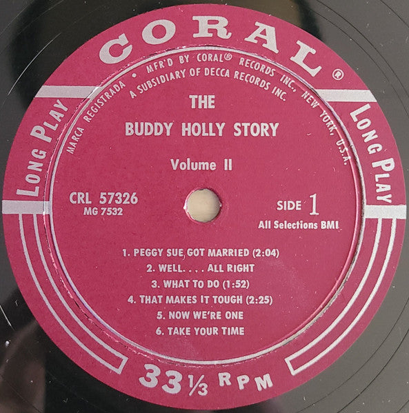 Buddy Holly : The Buddy Holly Story Volume II (LP, Comp, Mono, Pin)