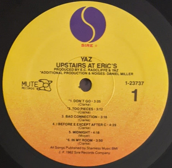 Yaz* : Upstairs At Eric's (LP, Album, Spe)