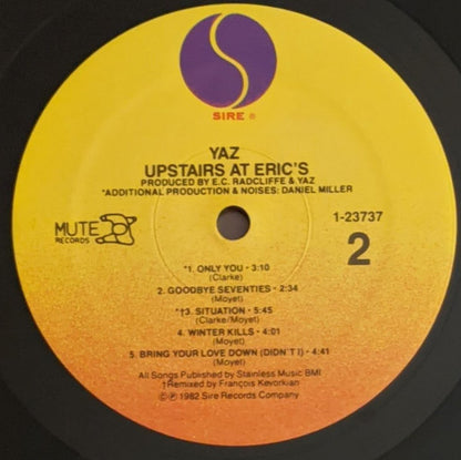 Yaz* : Upstairs At Eric's (LP, Album, Spe)
