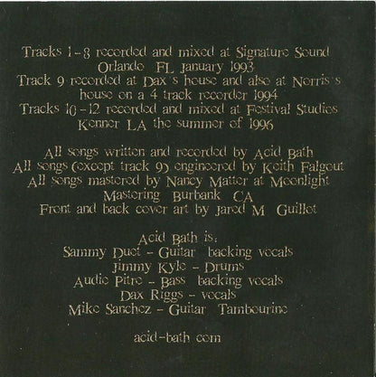 Acid Bath : Demos: 1993-1996 (CD, Comp)