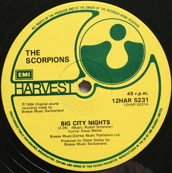 Scorpions : Big City Nights / Bad Boys Running Wild (12", Single)