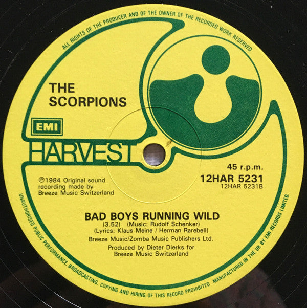 Scorpions : Big City Nights / Bad Boys Running Wild (12", Single)