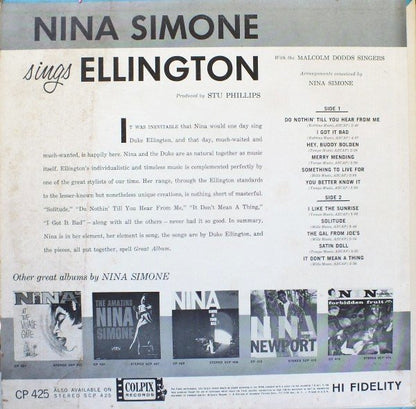 Nina Simone : Nina Simone Sings Ellington (LP, Mono)