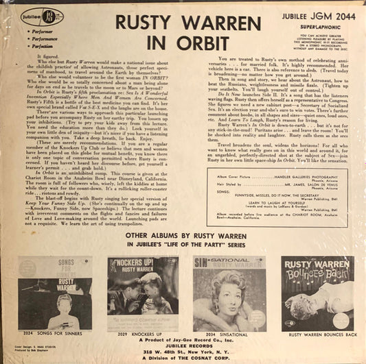 Rusty Warren : Rusty Warren In Orbit (LP, Album, Mono)