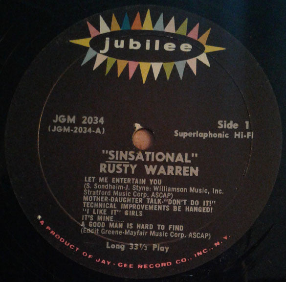 Rusty Warren : Sinsational (LP, Album, Mono, 'Lo)