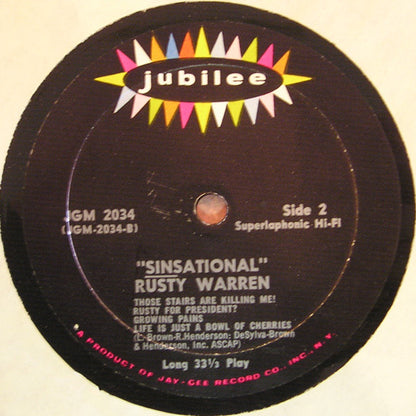 Rusty Warren : Sinsational (LP, Album, Mono, 'Lo)