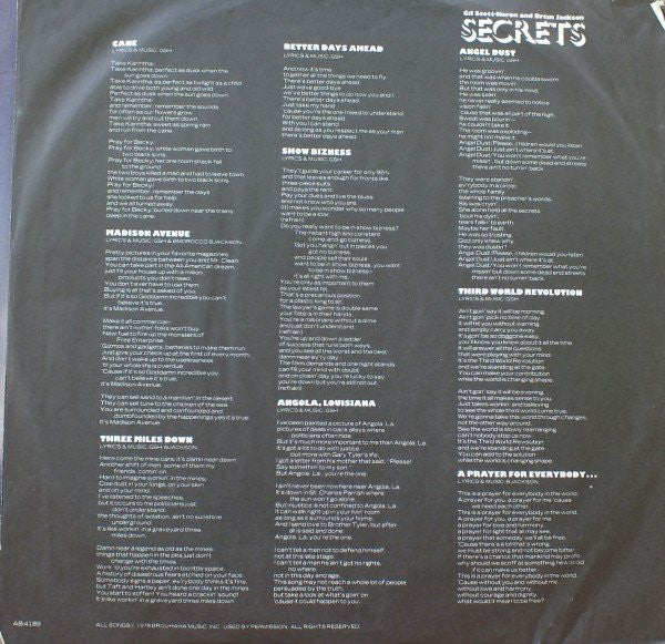 Gil Scott-Heron And Brian Jackson* : Secrets (LP, Album, Pit)